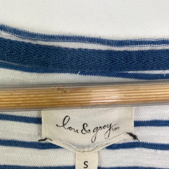 Lou & Grey Blue White Striped V-Neck Shirt Dress Women's Size Small S - Picture 2 of 6